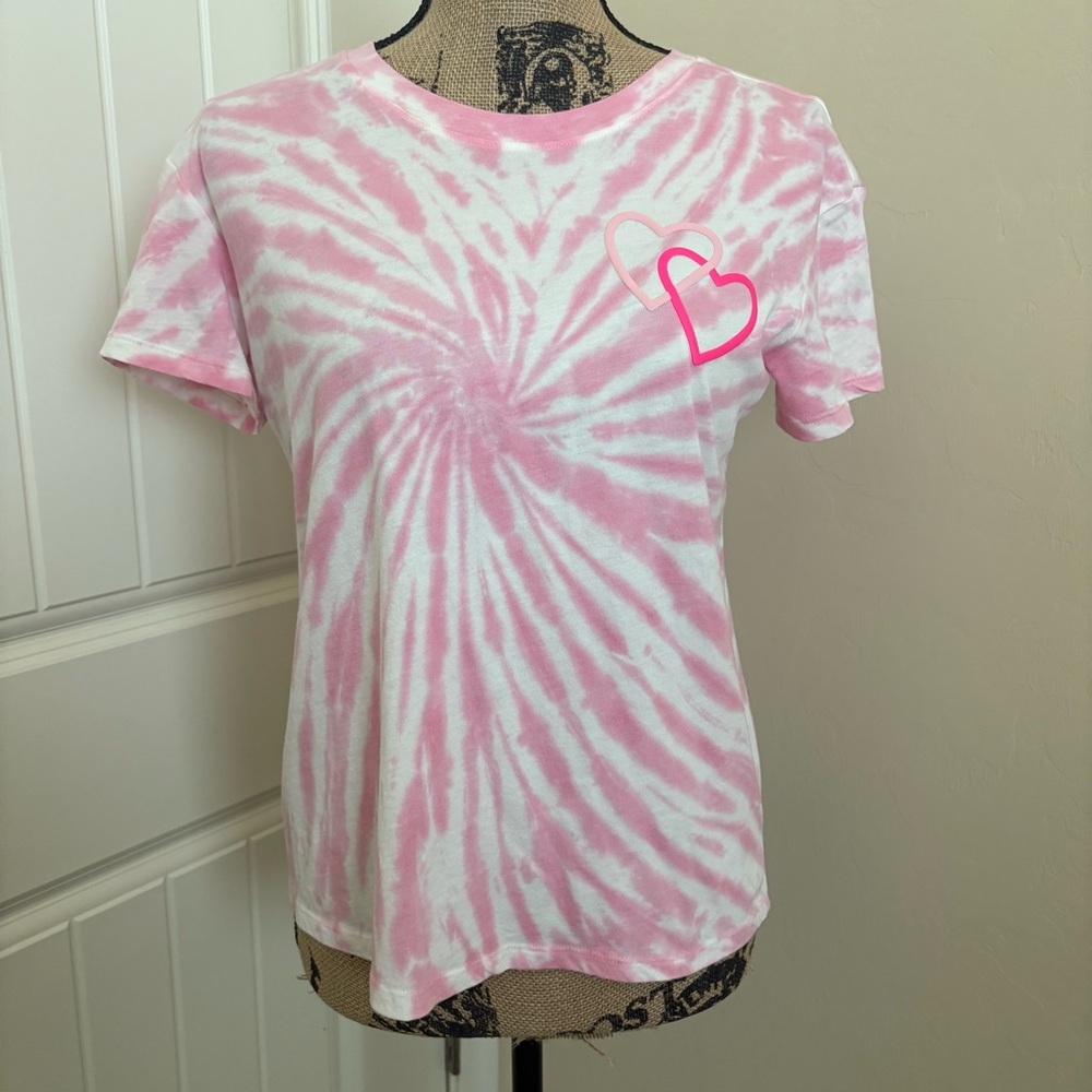 Cat & Jack Pink Tie Dye Hearts Tee